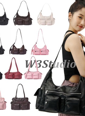 韩国小众宋雨琦同款Samoondoh多口袋机车包大容量通勤单肩斜跨包