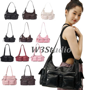 韩国小众宋雨琦同款Samoondoh多口袋机车包大容量通勤单肩斜跨包