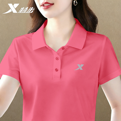 特步Polo衫女夏季速干短袖t恤女