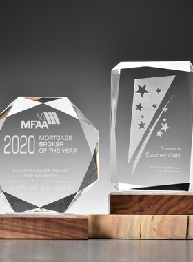 个性水晶奖杯定制k高档大气实木底座刻字定做制作企业优秀员工颁