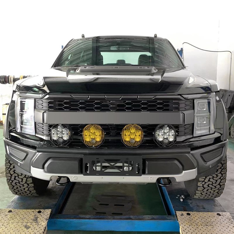 适用22-24款福特F150 新猛禽改装前一字杠射灯R支架车牌架绞盘支