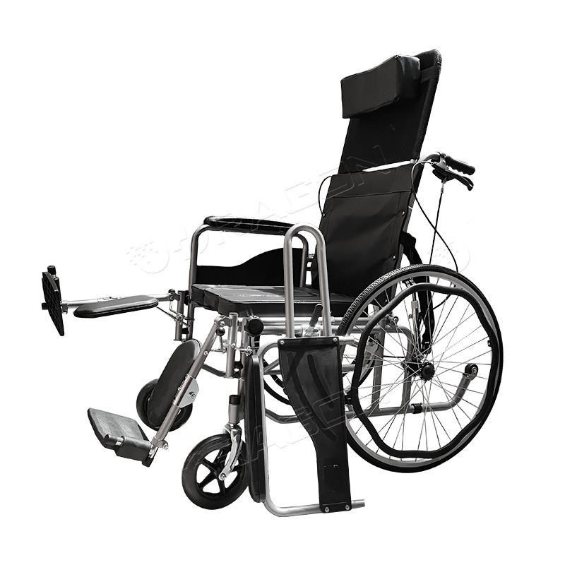 多功能手动轮椅 可躺卧抬腿抬背折叠I便携手动轮椅送便桶餐桌板