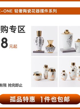 【清仓】轻奢风电镀金色花瓶w网红高级感插花器客厅餐桌装饰品摆