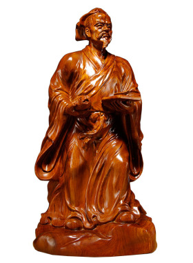 花梨木雕鲁班祖师爷摆件工匠精神祖师巧圣鲁班站S像雕像家居装饰