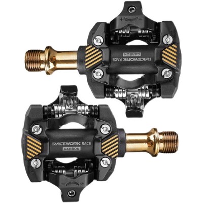 RACEWORK山地锁踏超轻自锁DU轴承脚踏脚蹬山地车锁踏mW8100覆碳纤