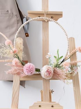 手捧花束阿蜜莉雅牡丹蒲公英半环仿真花厂家设计婚庆墙饰01308