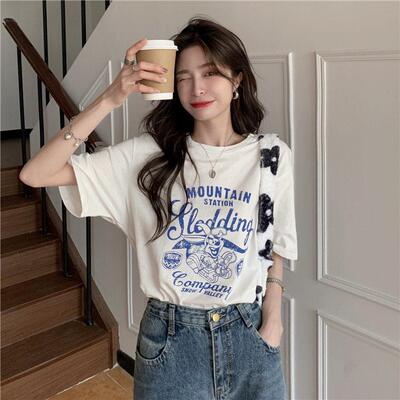 Two-Piece Set Women's Letter Print Short Sleeve Tee & Shorts