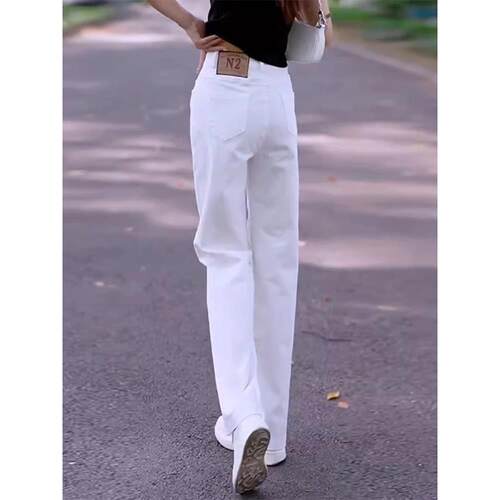 Elasticity Mid Waist Straight Leg Jeans Casual Fitting