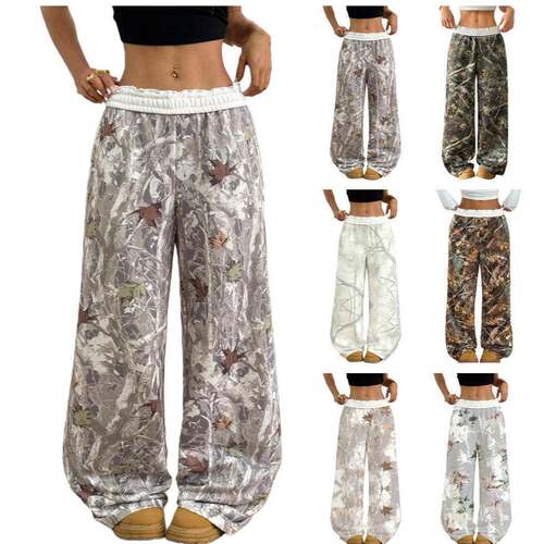 Women's Camo Print Tie Front Sweatpants