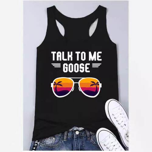 Women's Smooth Whiskey Letter Print Round Neck Tank Top