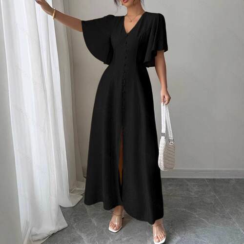 Women's Elegant V-Neck Long Dress