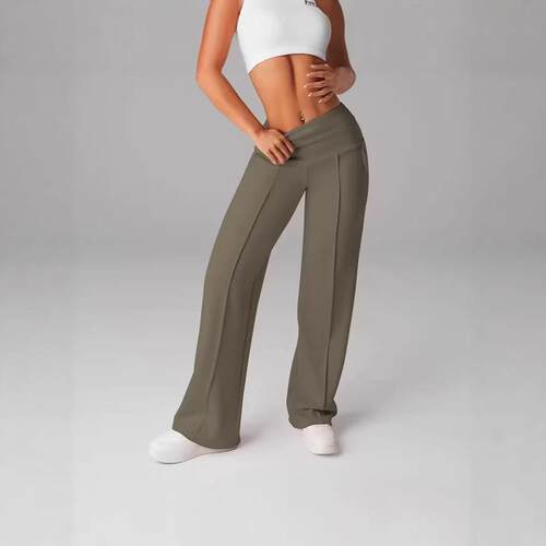 Waist Press Pocket Slim Straight Leg Pants Casual New