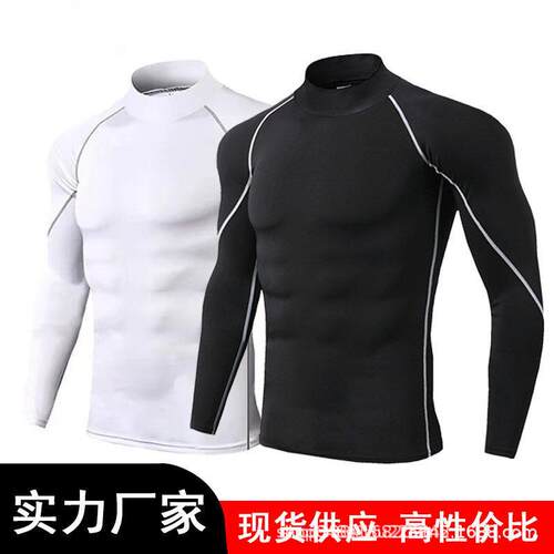 Men Sleeve Turtleneck Compression Shirts Dry Athletic Base