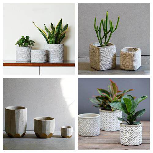 圆形混凝土水泥花盆模具室内花纹装饰多边形简约水泥花瓶硅胶模具