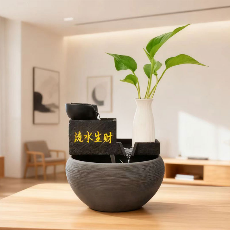 流水生财鱼缸摆件循环水轻奢高端