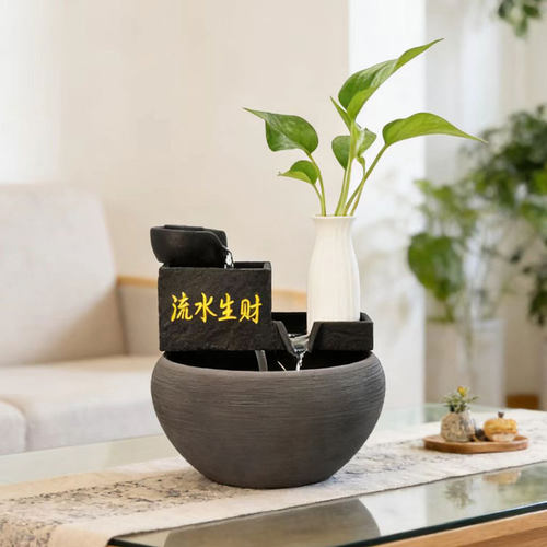 流水生财鱼缸摆件循环水轻奢高端