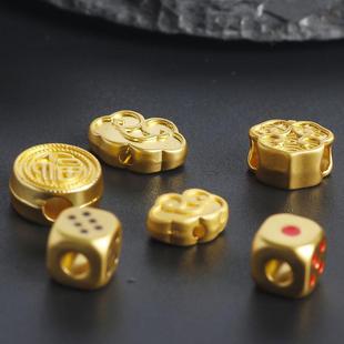 爆款大孔骰子方块转运珠隔珠饰品配件合金藏银哑光金祥云背云