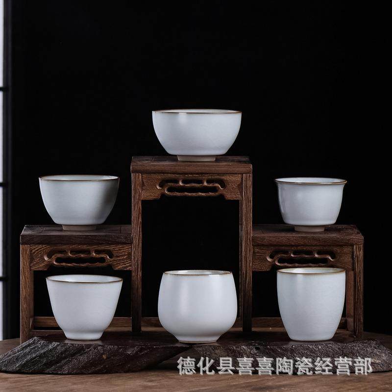 爆款月白汝窑陶瓷茶杯纯白款开片可养主人杯新中式功夫茶具单杯品,餐饮具,茶杯,淘宝优惠券,粉丝福利购,淘宝优惠卷