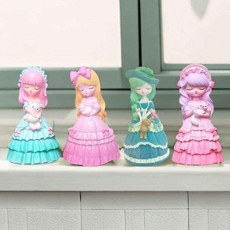 立体小号贝蒂公主香薰石膏像娃娃涂色白胚坯彩绘diy儿童手工玩具