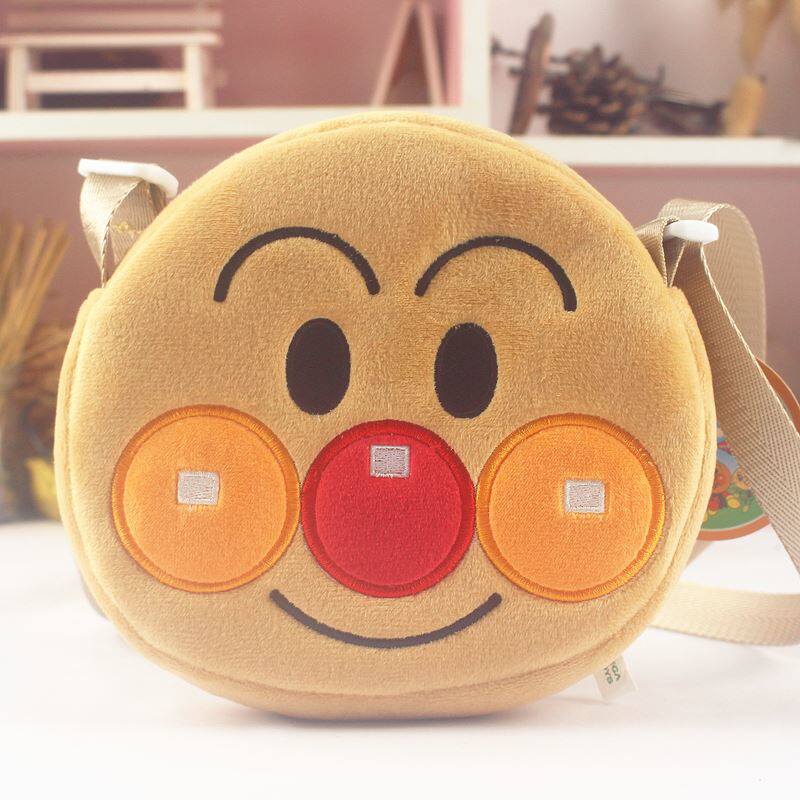 日本新款红豆面包超人毛绒公仔零钱包斜挎包多用手机袋儿童大跨包