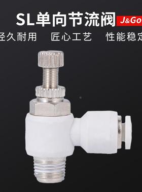 白色快速接头 SL气动气管单向节流阀 可调调速阀SL6-02/8/10/12mm