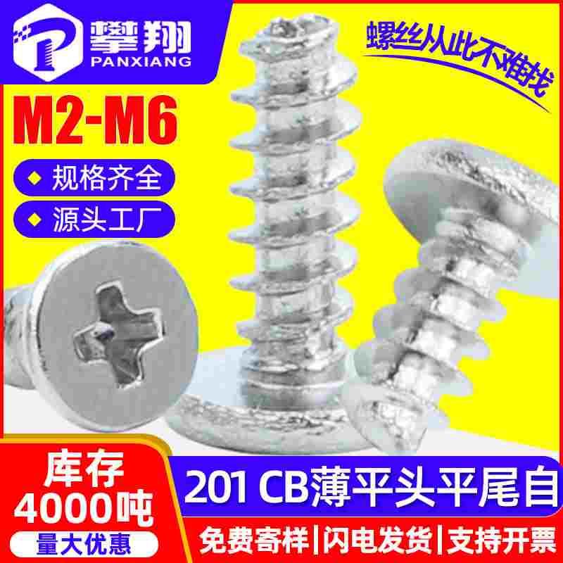 201不锈钢CB十字薄头平尾自攻螺丝大平头扁平头自攻螺钉M2/M3/M4