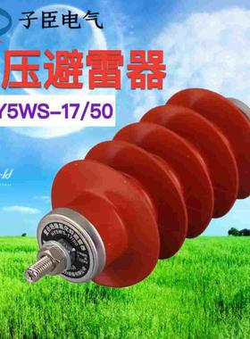 10KV氧化锌避雷器HY5WS-17/50复合硅橡胶高压配电型12KV一体成型