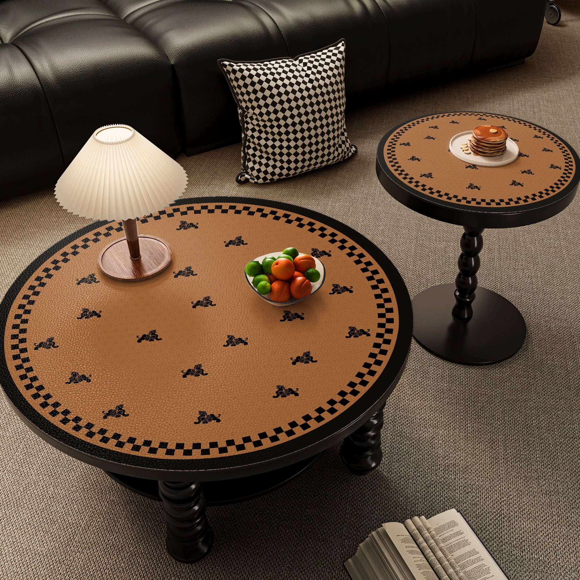 中古风圆桌桌布防水防油免洗圆形餐桌垫高级感圆形小茶几保护垫子,居家布艺,桌布,淘宝优惠券,粉丝福利购,淘宝优惠卷