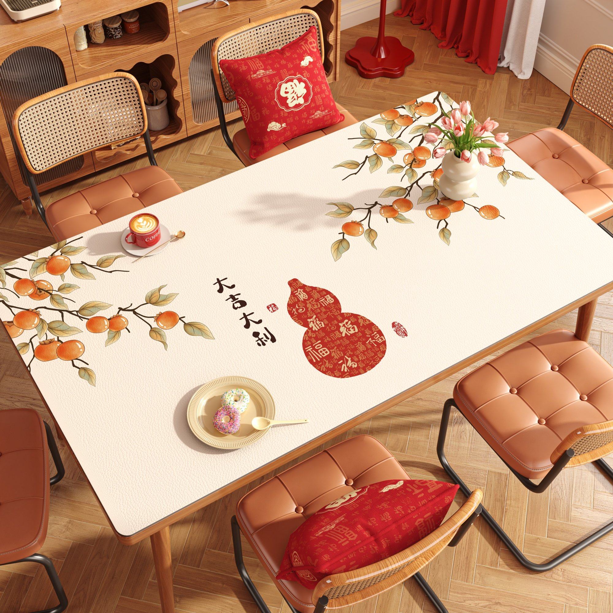 新中式餐桌垫硅胶防水防油桌布免洗耐脏耐刮茶几台布桌面保护垫子,居家布艺,桌布,淘宝优惠券,粉丝福利购,淘宝优惠卷