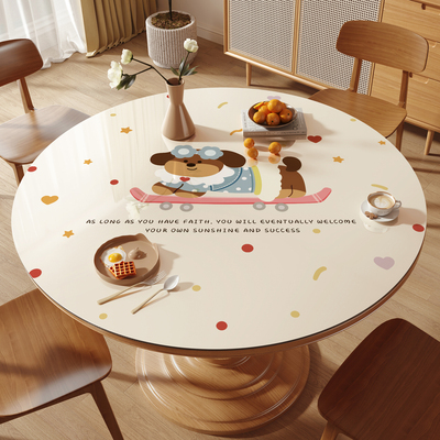 圆桌桌布软玻璃pvc圆形桌垫防水防油免洗轻奢高级感餐桌茶几垫子