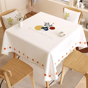方桌桌布防水防油防烫免洗PVC餐桌桌布轻奢高级感正方形茶几台布