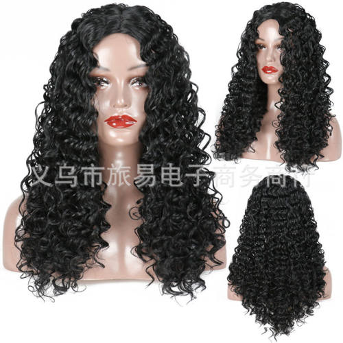 跨境小卷非洲假发欧美假发女长卷发Deep Wavy Wig爆炸头化纤头套