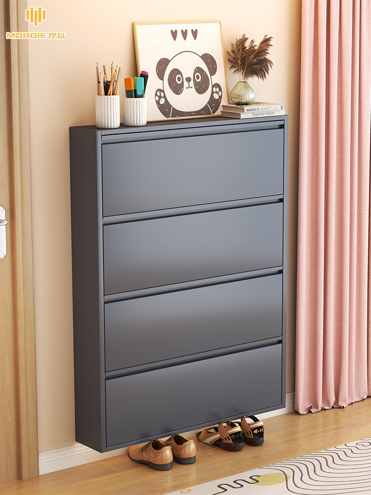 15cm超薄钢制翻斗鞋柜家用门口一体挂墙悬空小户型玄关柜极窄鞋架