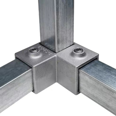 25X25mm方管铝合金连接件镀锌不钢锈方管方钢免打孔架子固定扣件