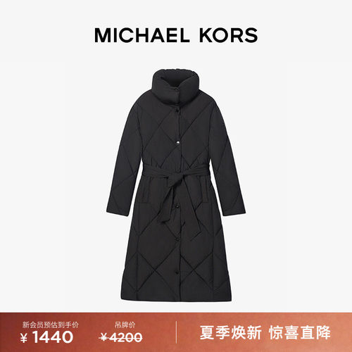 MICHAEL KORS MK 女士绗缝中长款棉服外套 含腰带