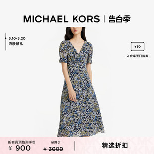 MICHAEL 女士 领碎花雪纺长款 KORS 连衣裙