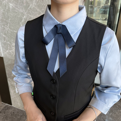 银行领花女职业领结头花套装商务正装空姐蓝色建行邮政衬衫领饰品