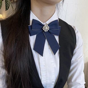 领花女职业头花套装银行领结工商邮政邮储柜员蓝色衬衣jk领带配饰
