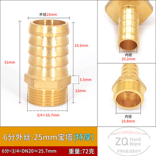 全铜特厚咀格林头6分1.2寸DN20/25/32/40/50外牙出气嘴宝塔管接头