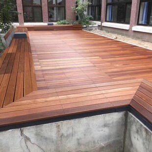 北京塑木地板院子露台铺装户外防腐木地台庭院木栅栏围栏篱笆安装