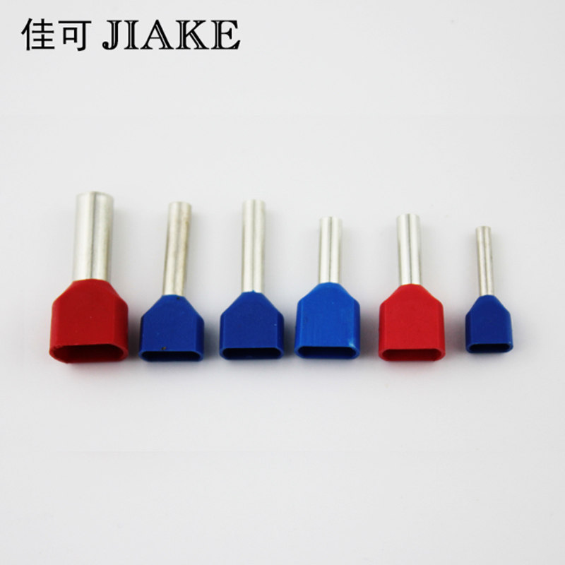 管型端子双线针管形预绝缘冷压接线端子TE1010紫铜1000只双线端头