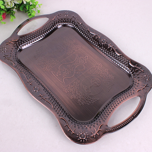 新疆饭店特色大盘鸡盘子金属餐盘烧烤盘椒麻鸡抓饭盘子凉菜烤肉盘