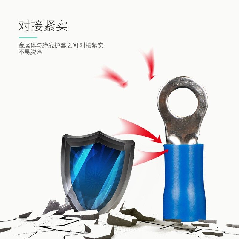 RV2-5圆形预绝缘接线端子O型冷压端子电线接头端子铜线鼻子1000只