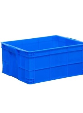 鲁峰Lufeng周转箱储物收r纳盒物流塑料筐465-220蓝色带盖530*380*