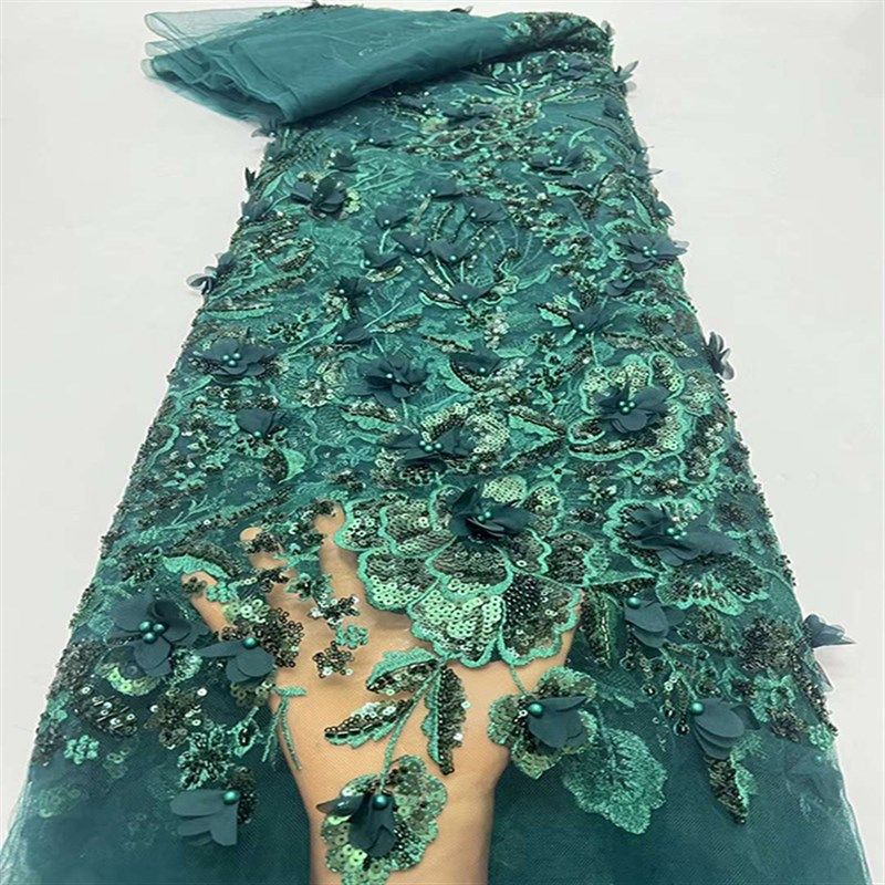 3D立体a花朵纱晚礼服面料珠管亮片蕾丝绣花布欧美非洲女演出服辅,居家布艺,海绵垫/布料/面料/手工diy,淘宝优惠券,粉丝福利购,淘宝优惠卷