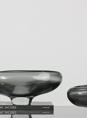 简约现代创意玻璃水果盘软装饰品售楼处J家居桌面收纳托盘果篓摆