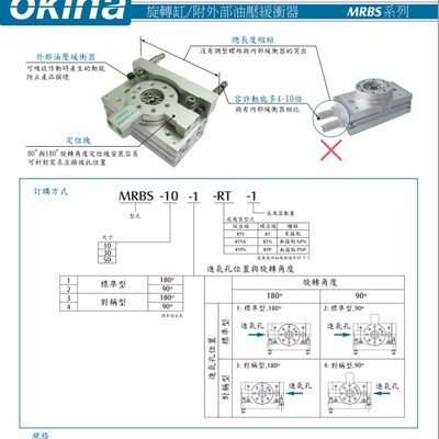 台湾恒佑okina旋转气缸MRBS10-1/2x  MRBS30-1/2  MRBS50-1/2/3/4