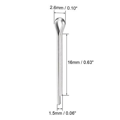 新品120Pcs Split Cotter Pin - 1.5mm x 16mm 304 Stainless Ste