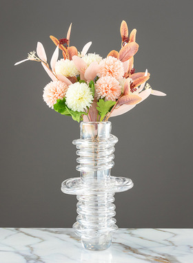 轻奢透明玻璃插花花瓶子花器北欧简约H客厅电视柜玄关茶几创意摆