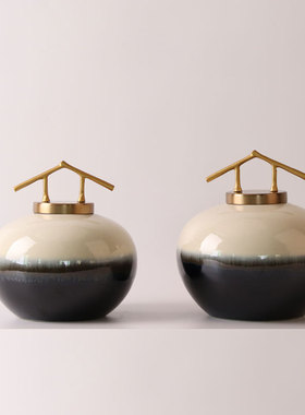 新中式陶瓷室内储物罐摆件创意样板房家I居客厅酒柜电视柜软装饰